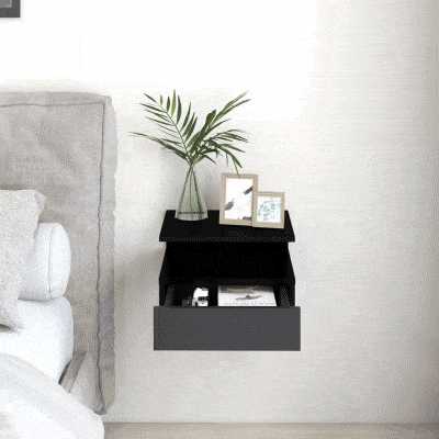 HOMCOM Juego de 2 Mesitas de Noche Flotantes Mesitas de Noche Colgantes con 1 Cajón y Estante Abierto para Dormitorio 35x32x22,5 cm Blanco