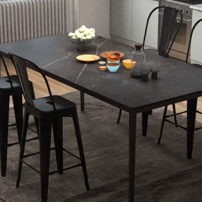 HOMCOM Conjunto de 4 Bancos Altos de Metal com Encosto Alto e Apoio para os Pés Carga 120kg 44x49x116cm Preto