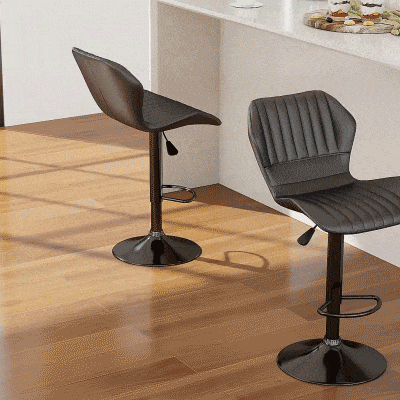 HOMCOM Lot de 2 tabourets de bar design contemporain hauteur réglable et pivotant - revêtement synthétique - pied métal noir