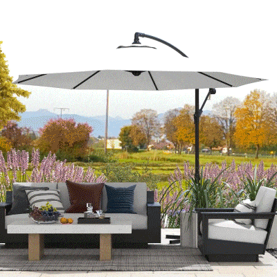 Umbrela pentru Gradina Brat cu Manivela, Ø295 x 245cm, Alba