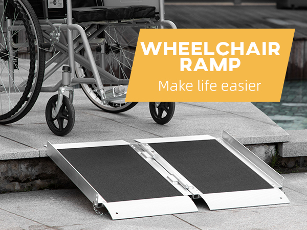 HOMCOM 2' Portable Wheelchair Ramp Aluminum Threshold Mobility