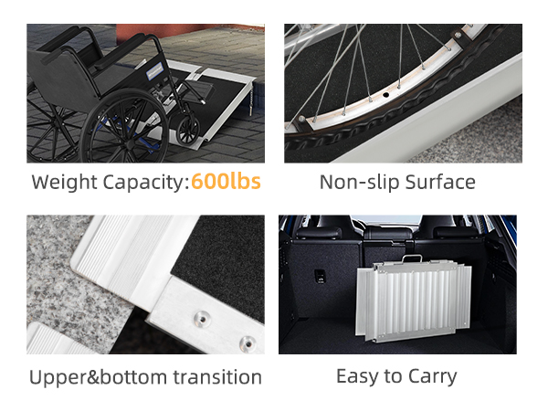 HOMCOM 2' Portable Wheelchair Ramp Aluminum Threshold Mobility