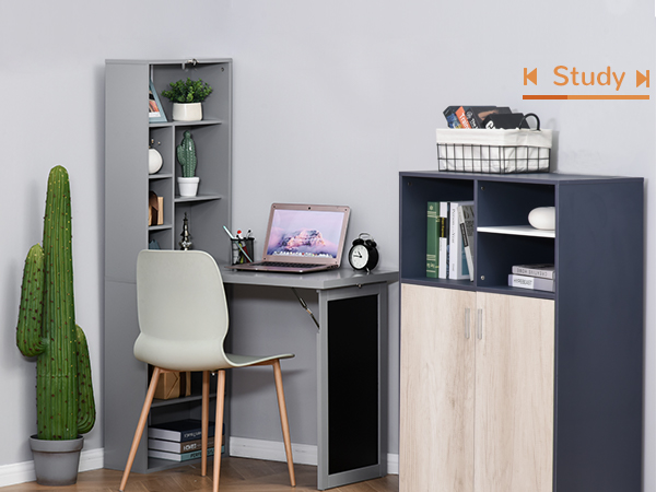 HOMCOM Fold Down Desk Convertible Folding Desk With
