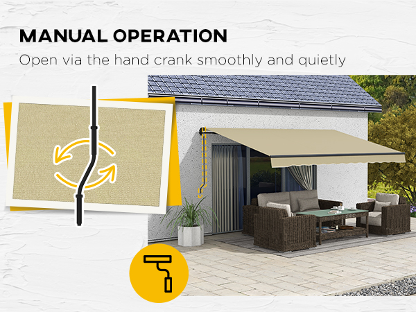 アウトドア寝具 LEVEL8-13AURORA Outsunny 10' x 8' Manual Retractable Awning Sun Shade