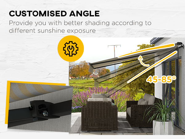 アウトドア寝具 sun Outsunny 13' x 10' Retractable Awning, 280gsm UV Resistant