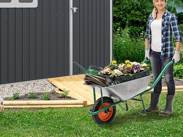 Outsunny 7' x 5.5' Metal Garden Storage Shed, Outdoor Tool Storage