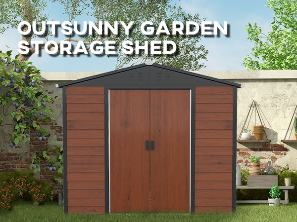 Outsunny 8' x 7' Outdoor Storage Shed, Galvanized Steel Metal