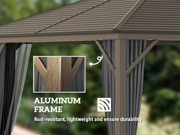 グレー34 SUNNY様 Outsunny 10' x 12' Hardtop Gazebo Permanent Pavilion w