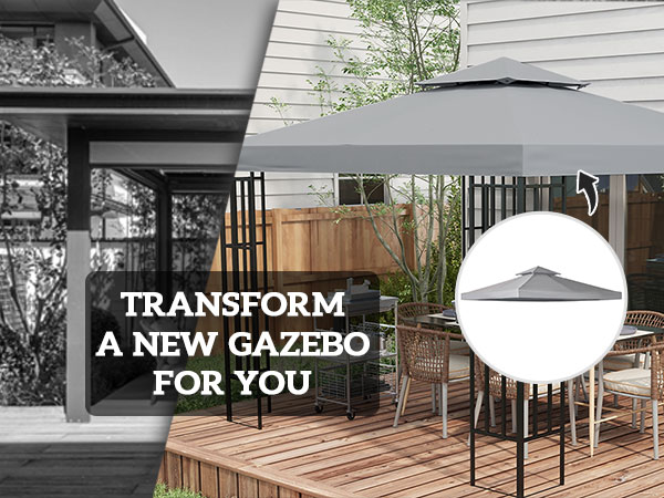 cmazo！ Outsunny 9.8' x 9.8' Square 2-Tier Gazebo Canopy Replacement