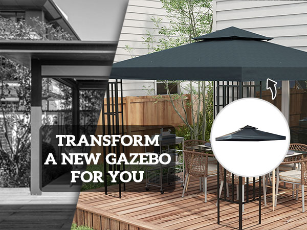 Outsunny 9.8' x 9.8' Square 2-Tier Gazebo Canopy Replacement
