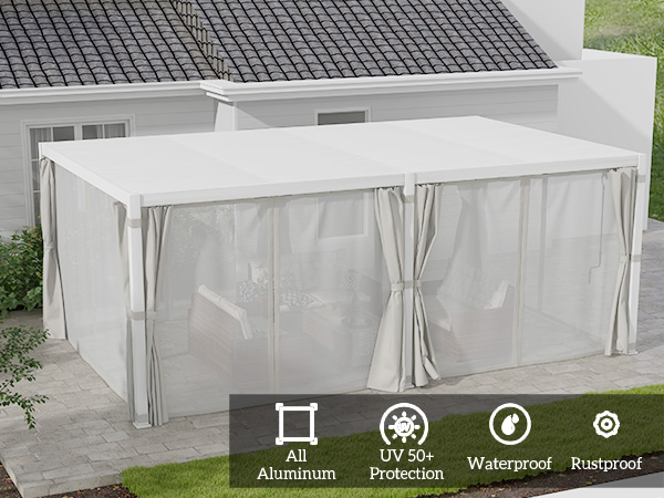 Outsunny 12' x 19' Aluminum Pergola with Adjustable Louvered