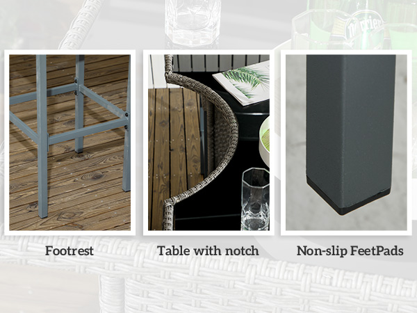 5-Piece Outdoor Swivel Bar Set - 4 Chairs & Glass Top Table For Patio & Garden