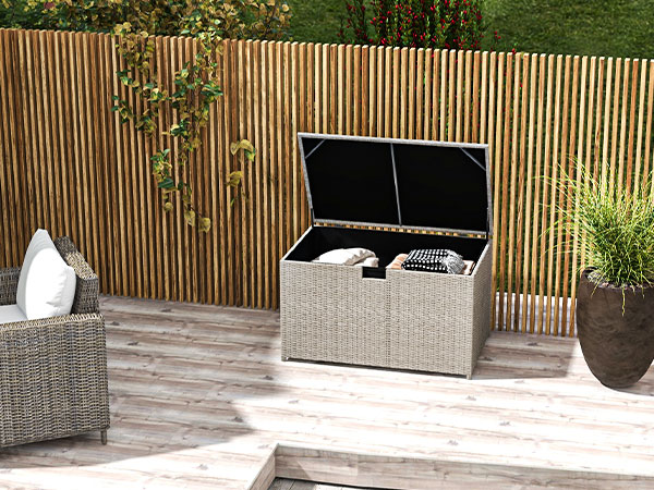 Deck Box Outdoor Zimtown 135-Gallon Outdoor Deck Storage Box Resin