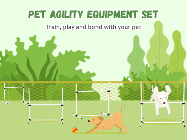 PawHut Adjustable Dog Agility Training Equipment Jump Bar
