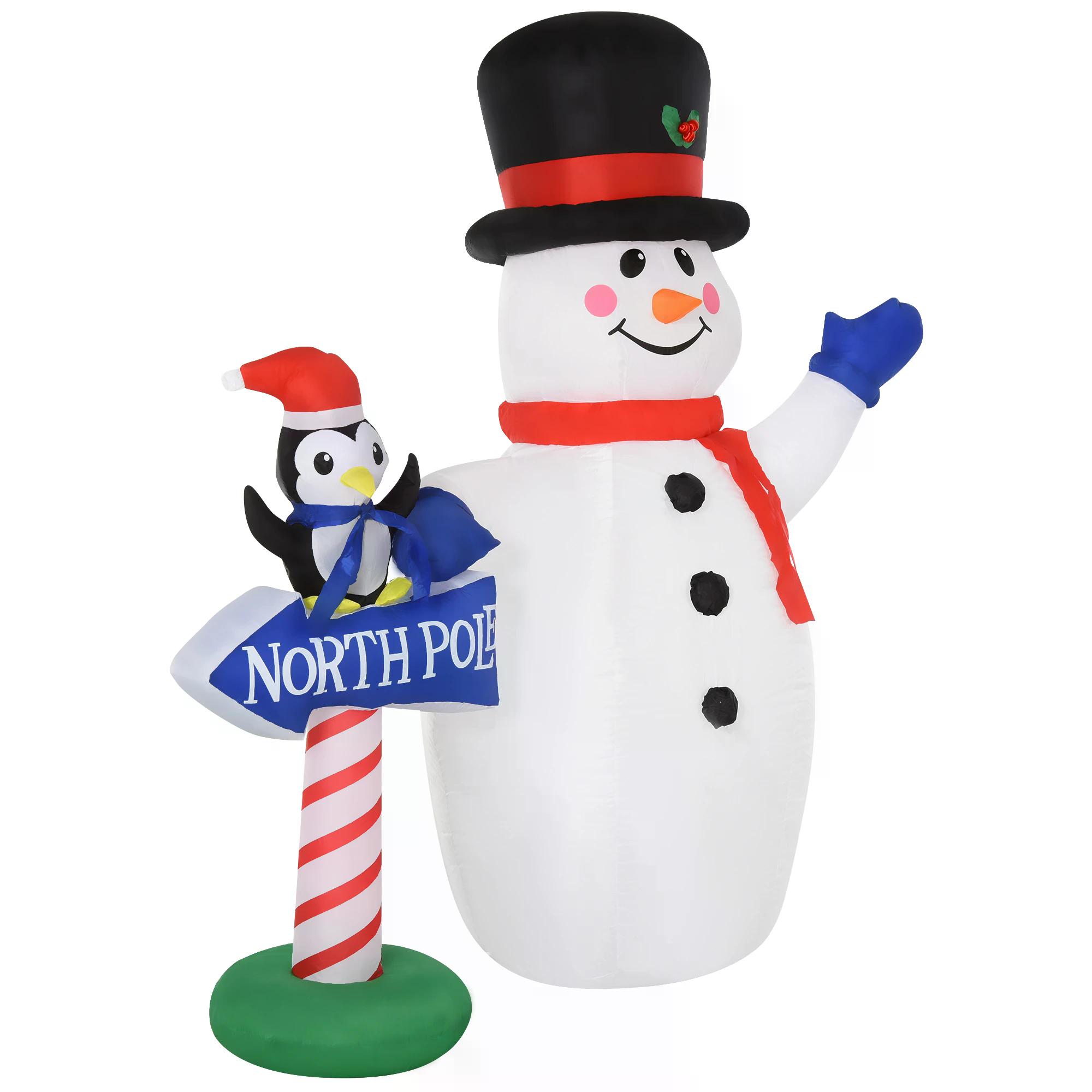 6ft Inflatable Snowman Penguin the North Ploe Sign Holiday Yard