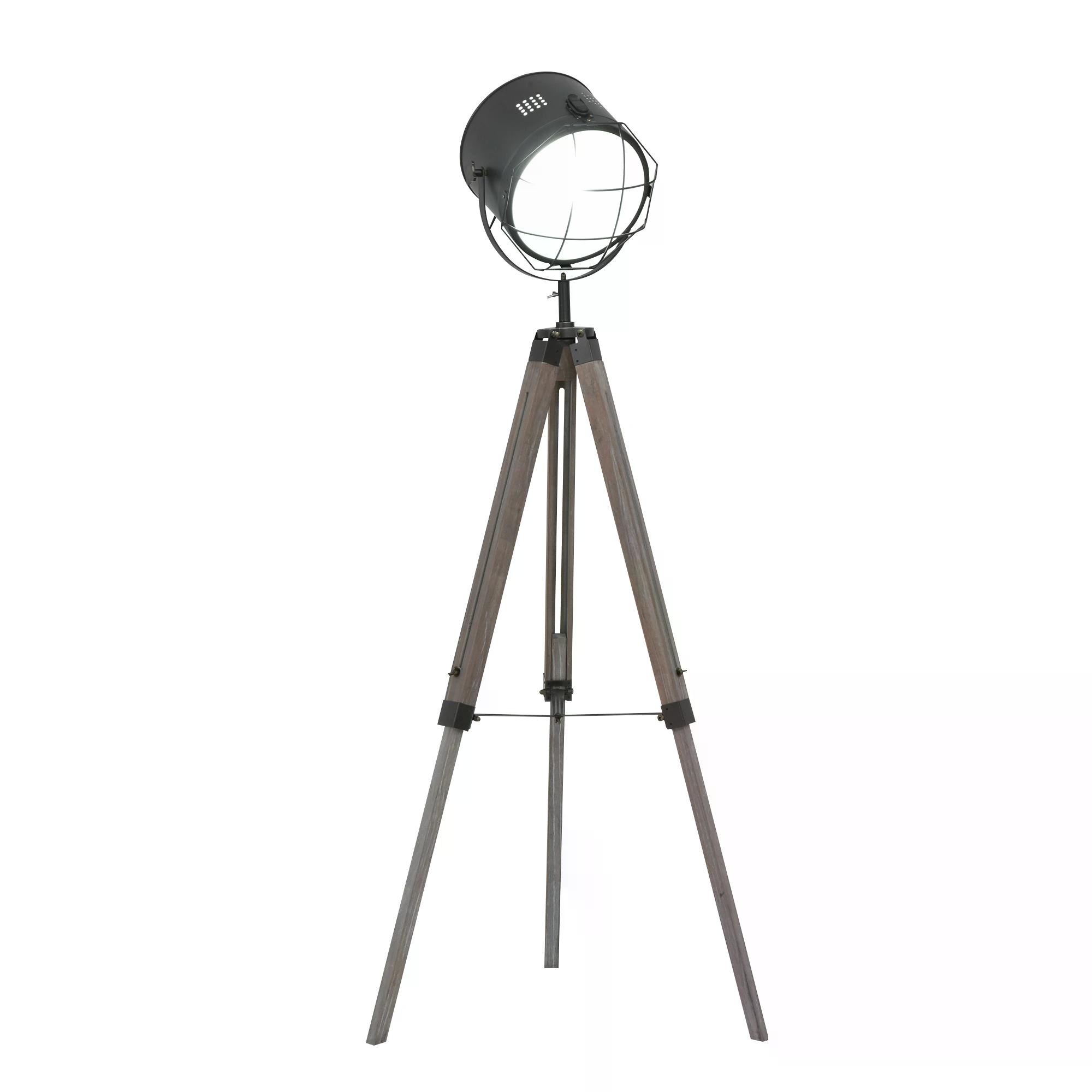 HOMCOM Tripod Floor Lamp: Industrial Vintage Spotlight with Wooden Legs for Living Room & Bedroom, E27 Base | Aosom Ireland