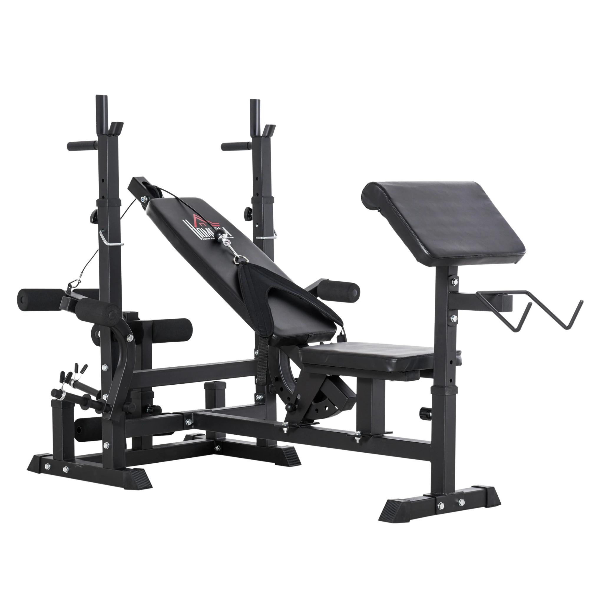 Banc de musculation - HOMCOM - pliable inclinable - avec extenseur des jambes - acier - 54 x 160 x 106 cm - noir bleu