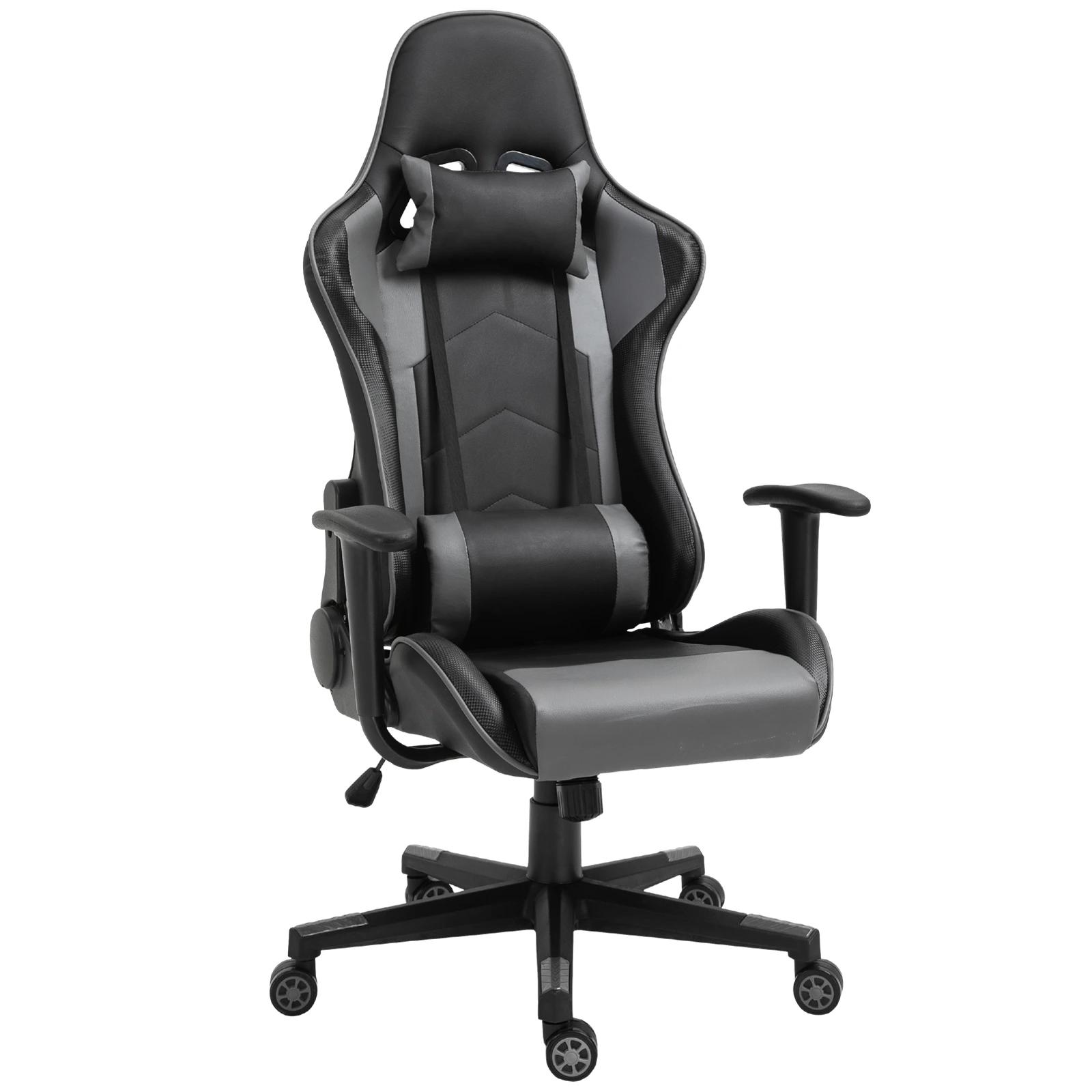 Vinsetto ergonomische bureaustoel, comfortabele gaming stoel, verstelbaar, kunstleer, ademend, 67,5 x 56 x 126-136 cm, zwart | Aosom.nl