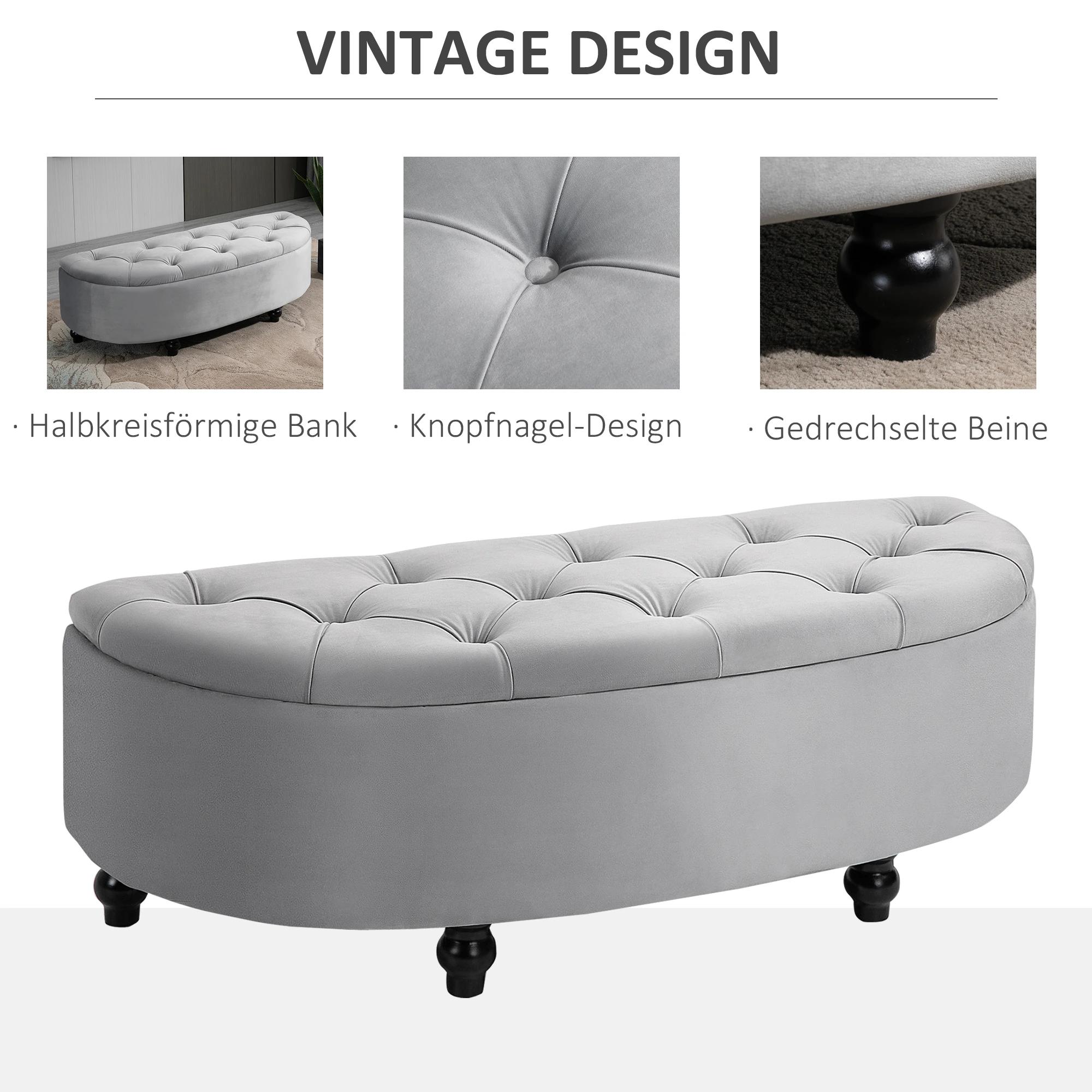 HOMCOM Zitbank Met Opbergruimte, Armleuningen, Fluweelachtig Polyester Rubberhout Donkergrijs~1ptgk82jpk001