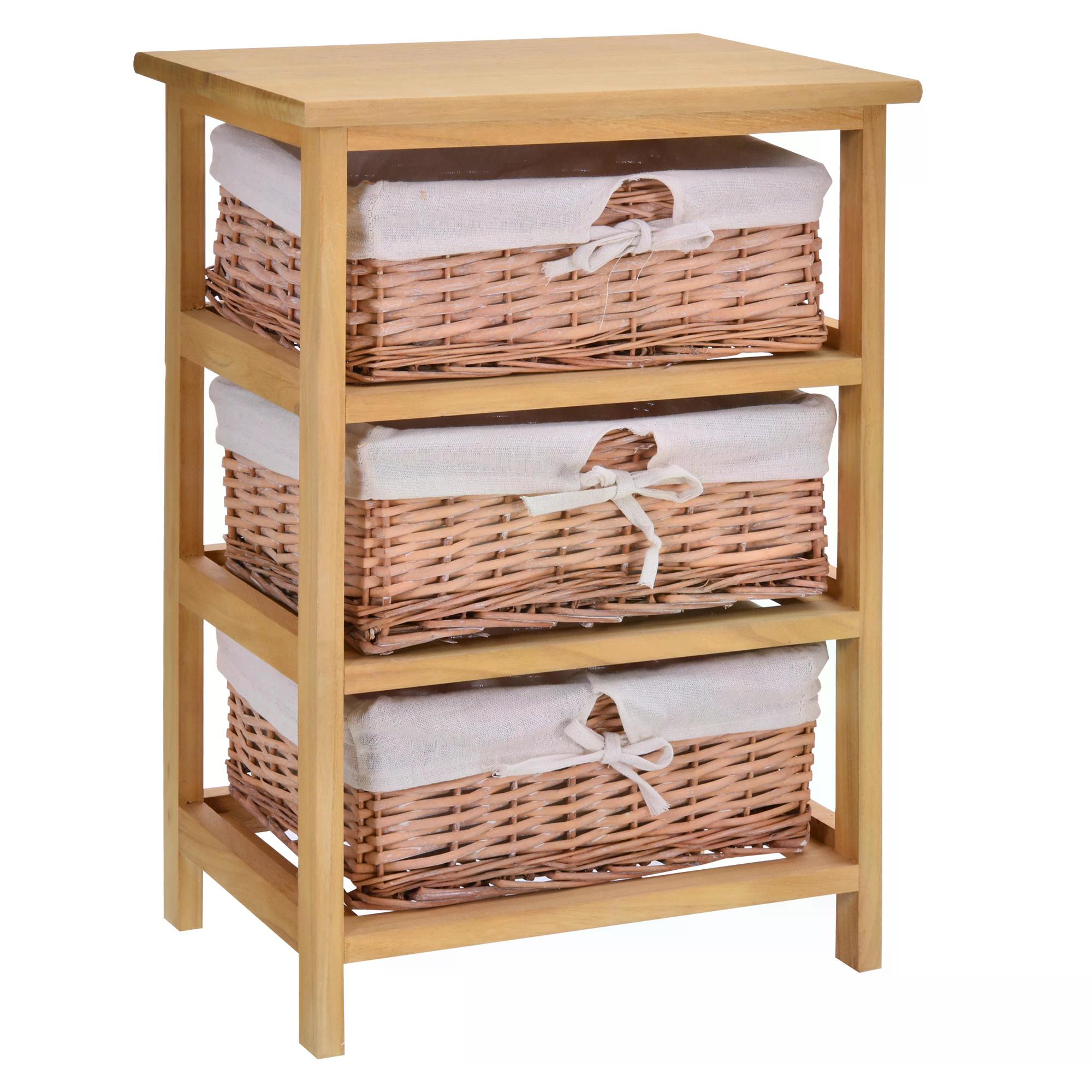 3 Drawer Chest of Drawers Removabe Drawers Wooden Frame Storage