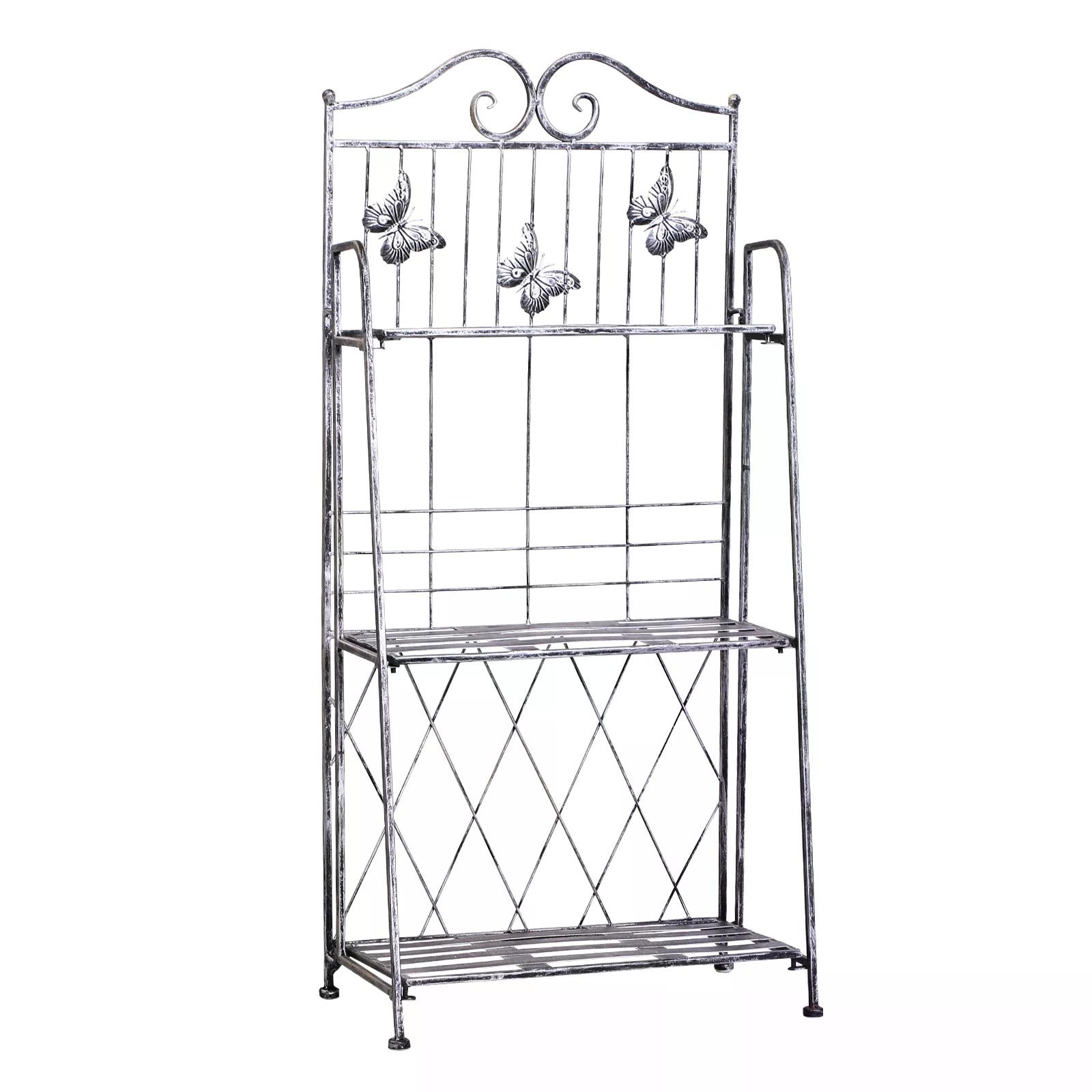 Outsunny Indoor Outdoor Freestanding 3Tier Garden Plant Stand Metal Flower Display Rack for