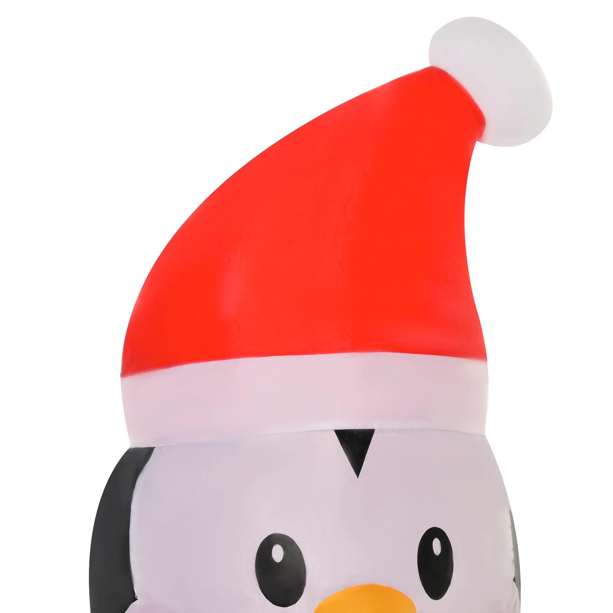 Opblaasbare Pinguïns Op Ijsbeer 2,1 M Kerstdecoratie Met Lichtjes Automatisch Opblazen 227 X 113 X 206 Cm
