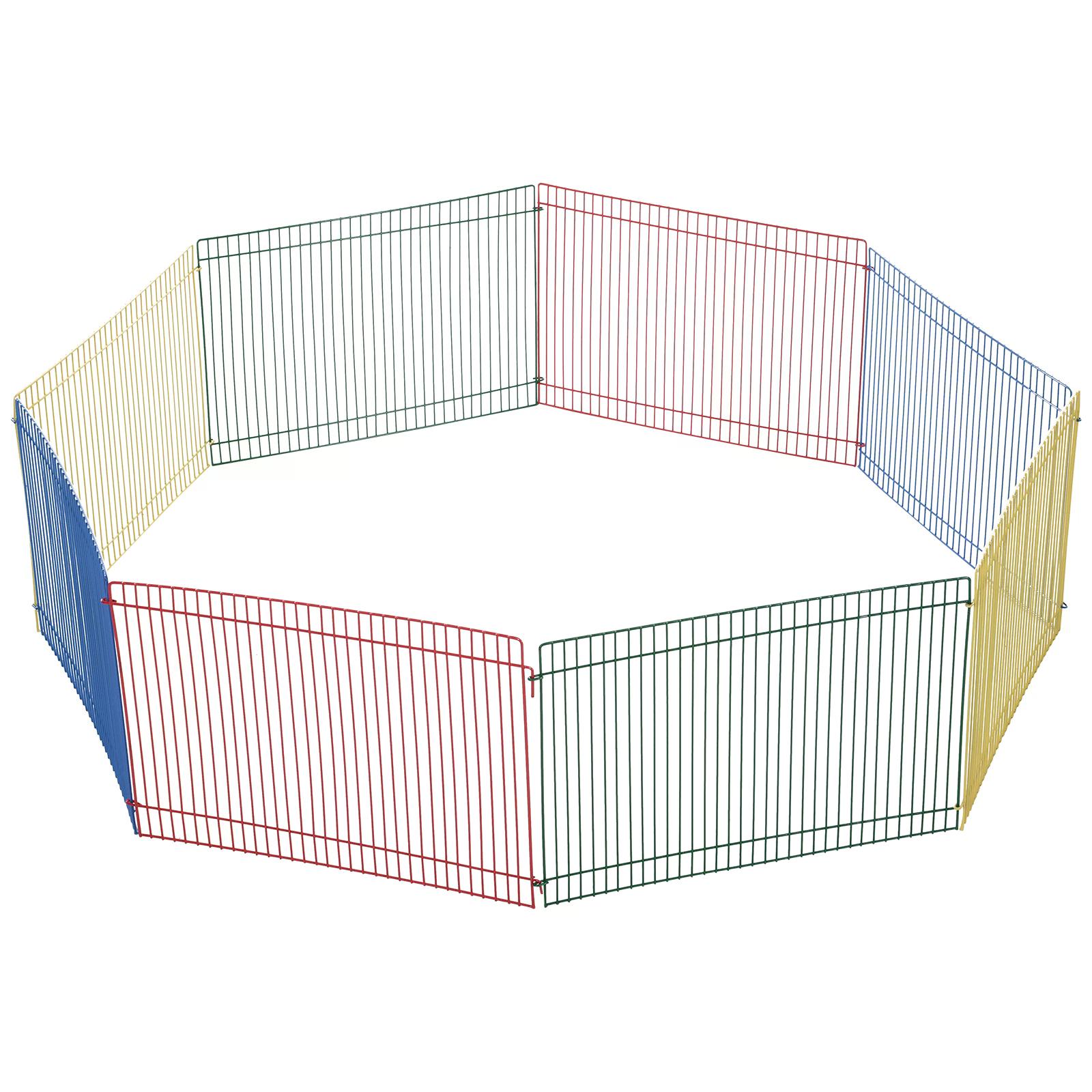 PawHut Foldable Metal Small Animal Playpen Octagon Mice Crate Kennel