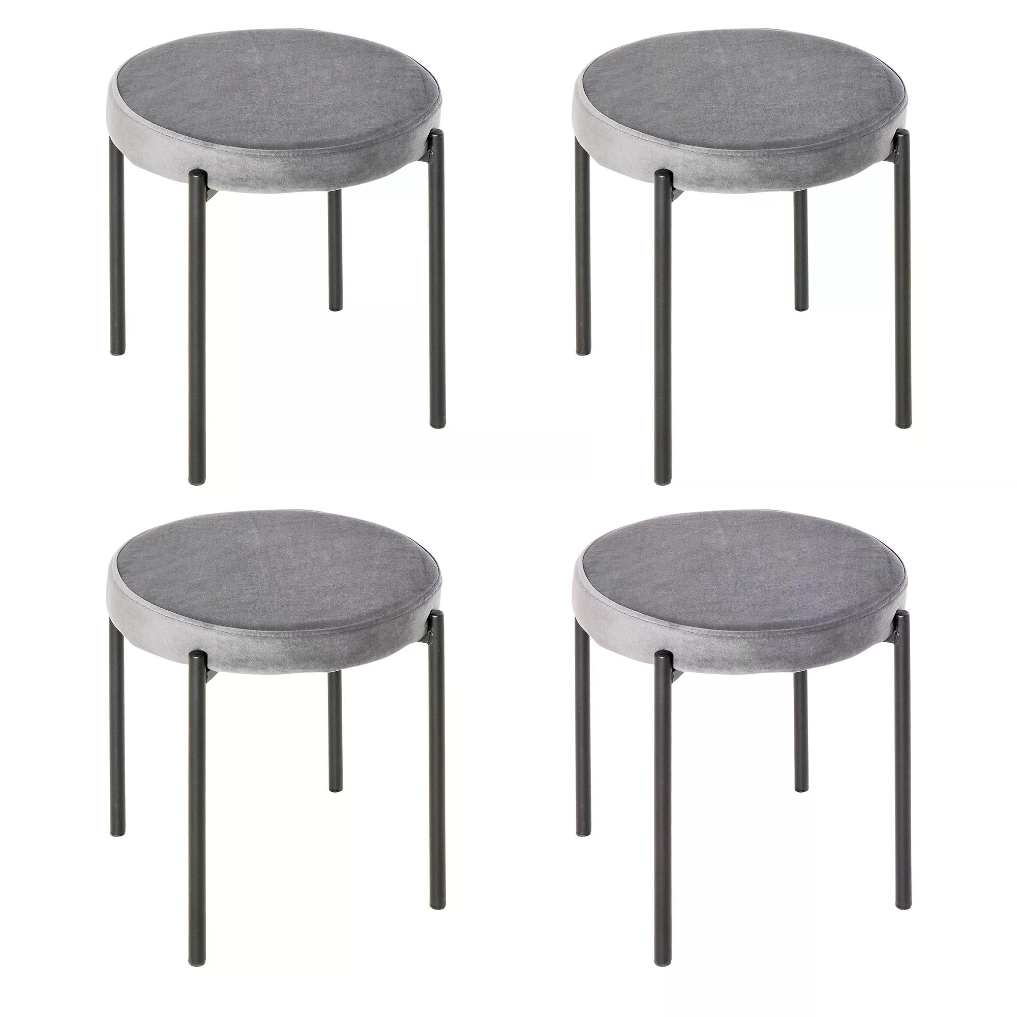 Backless Stackable Dining Stools VelvetTouch Fabric Upholstered