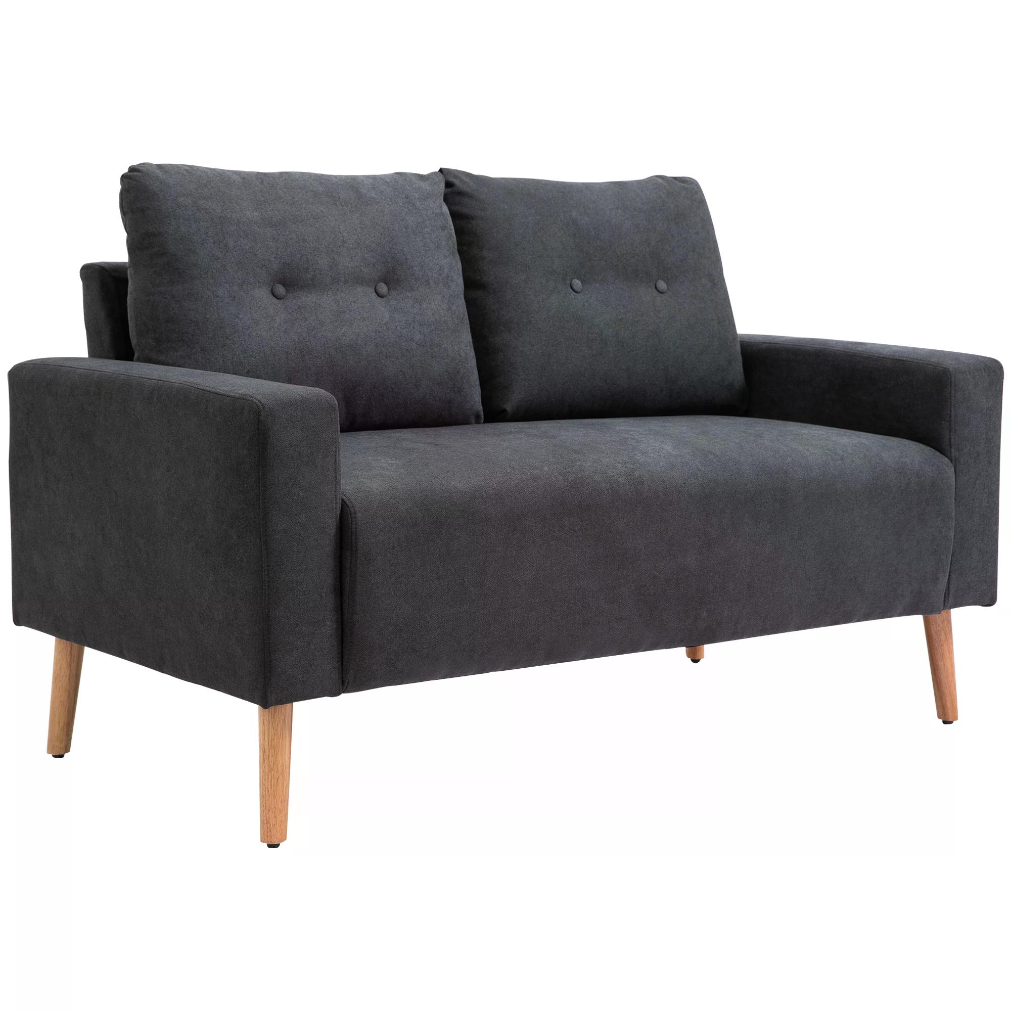 HOMCOM Fabric Upholstery Double Seat Sofa Compact Loveseat Couch Living ...