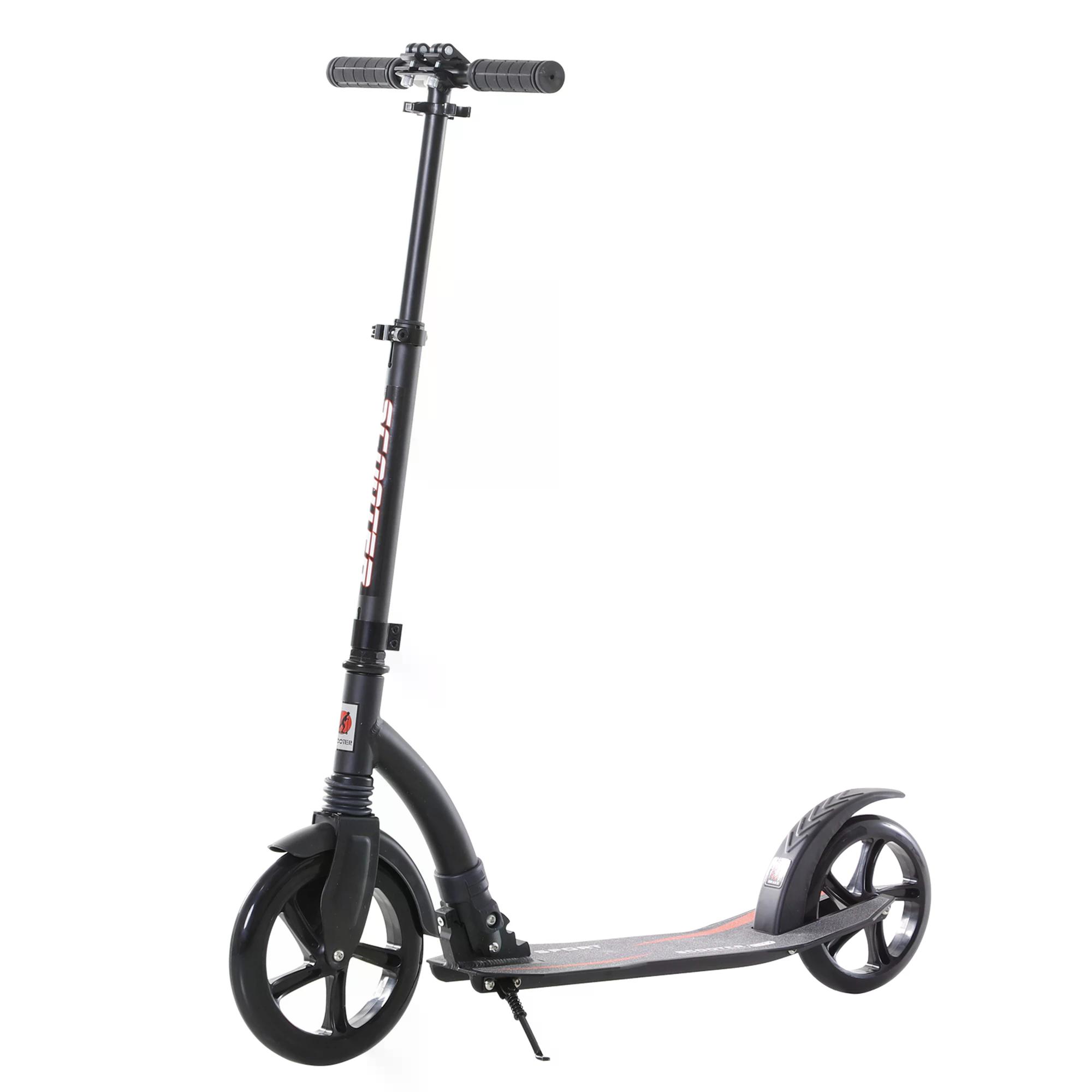 HOMCOM Teens Adult Kick Scooter Foldable Adjustable Height Aluminium Frame Ride On Toy for 14+ - Black | Aosom Ireland