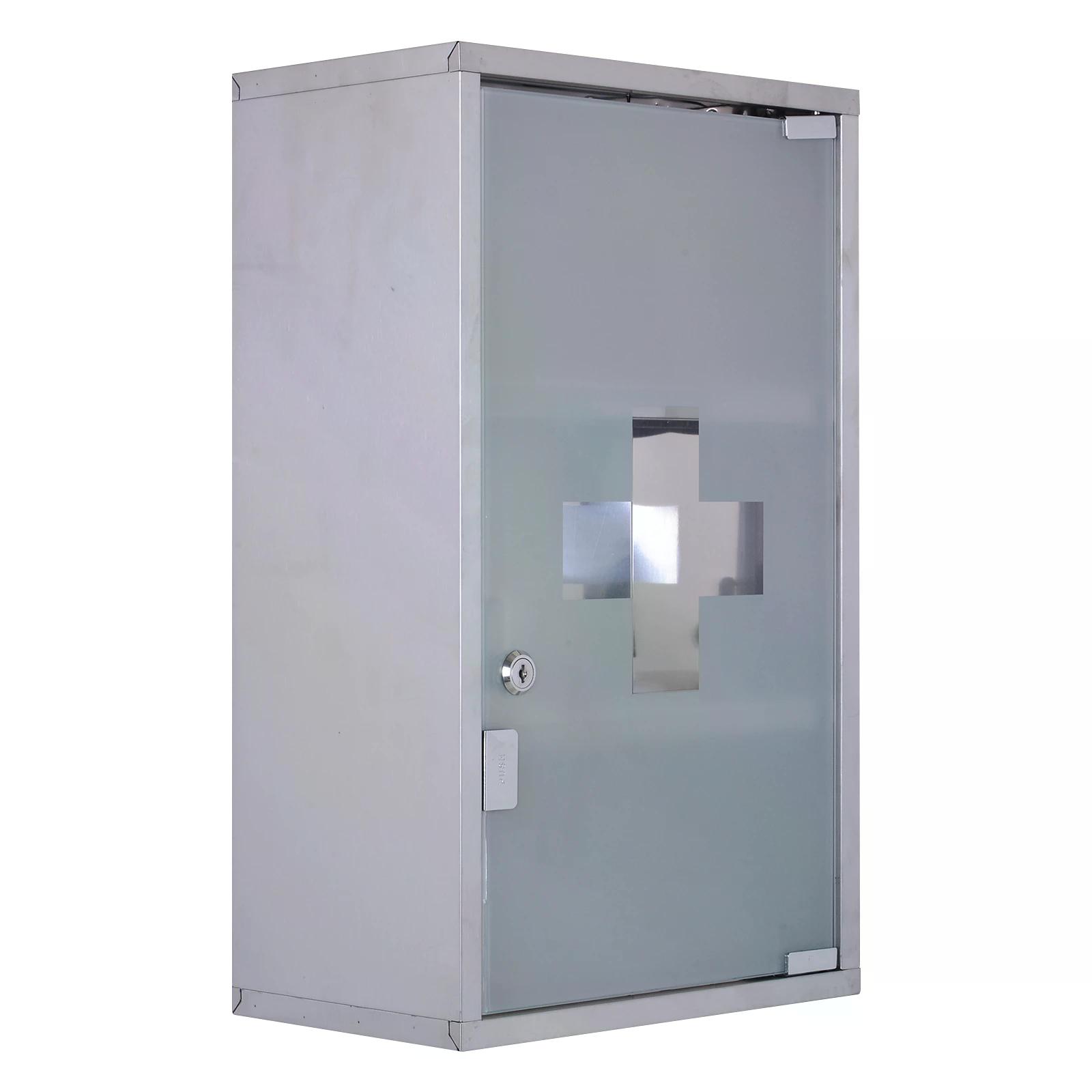 HOMCOM Stainless Steel Wall Mounted 4-Tier Medicine Cabinet Silver - Aosom Ireland from Aosom IE