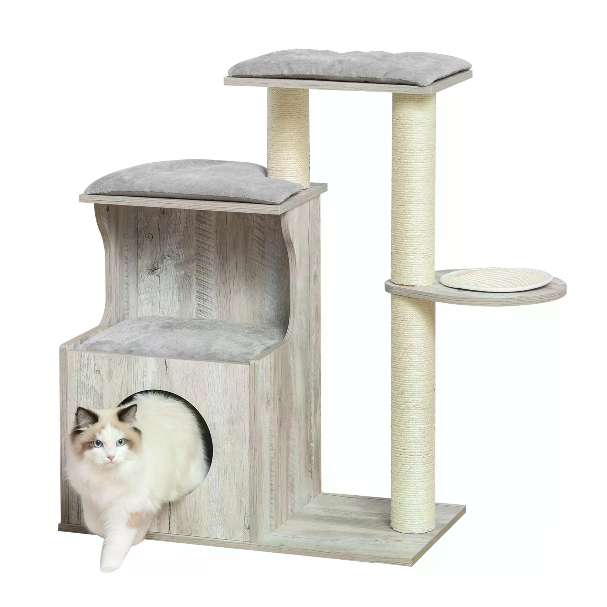 PawHut Cat tree Tower Climbing Activity Center Kitten Furniture with