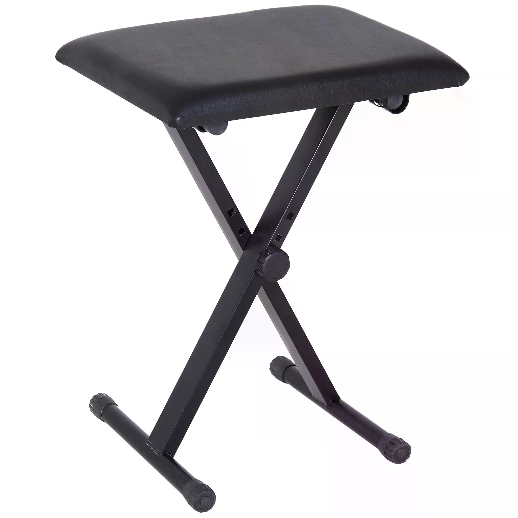 HOMCOM Foldable Keyboard Stool Padded Seat X Frame Chair Adjustable Height Piano Bench Black | Aosom Ireland