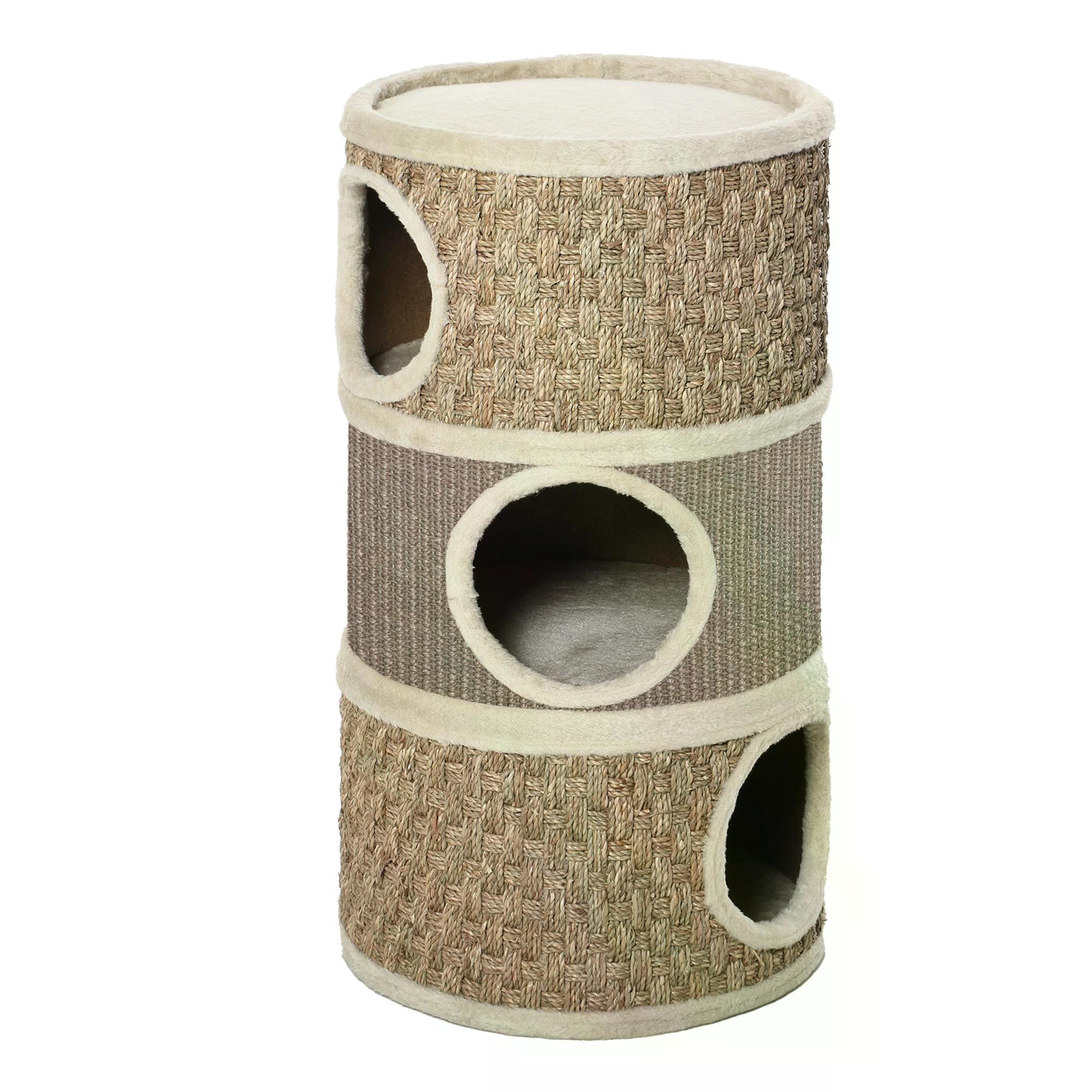 HONEYPOTCAT PURRING Plush & Sisal Barrel Cat Tower - 122cm