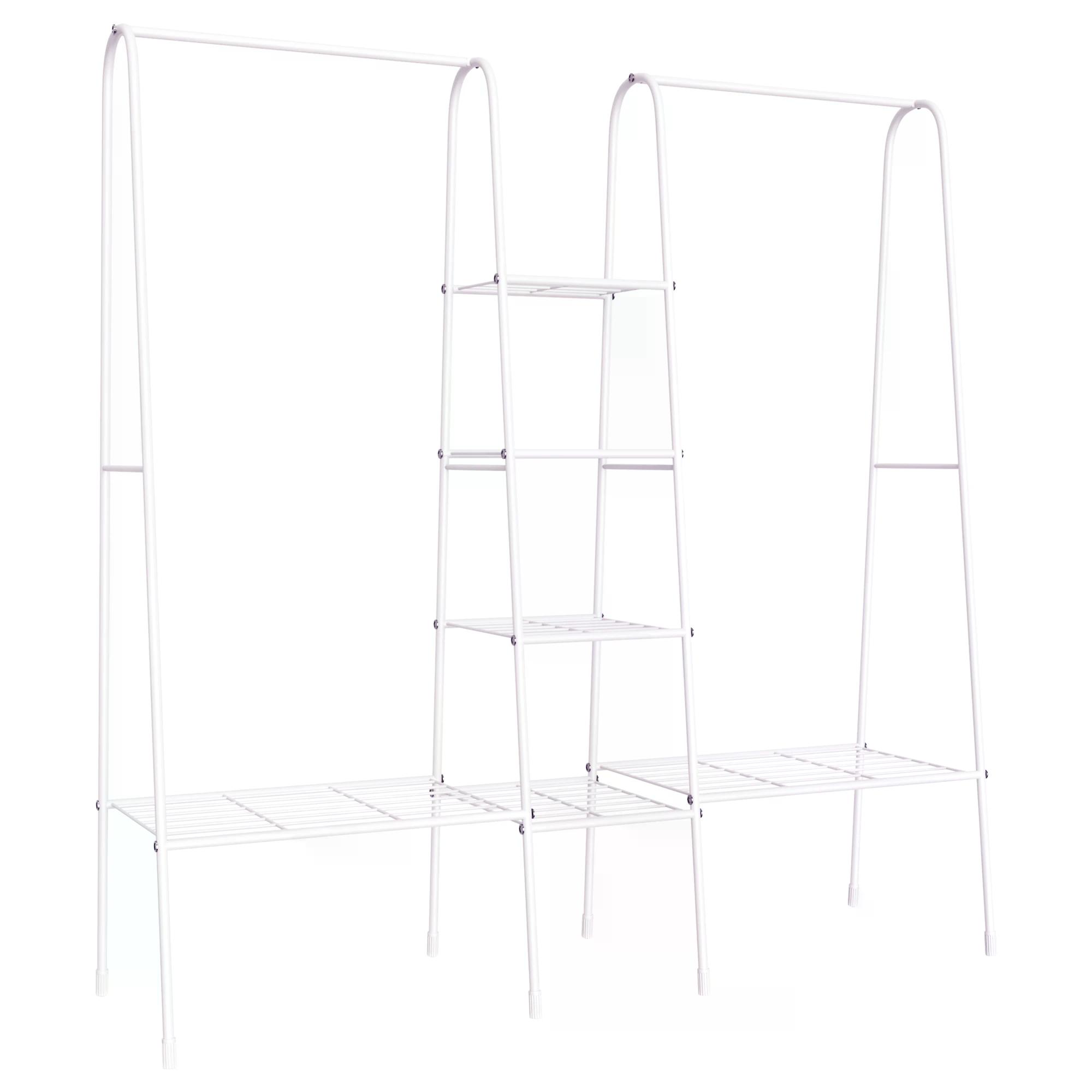 HOMCOM Clothing Garment Rack, Clothes Organizer with Shelves and Bottom Wire Net for Bedroom, Balcony, White | Aosom Ireland