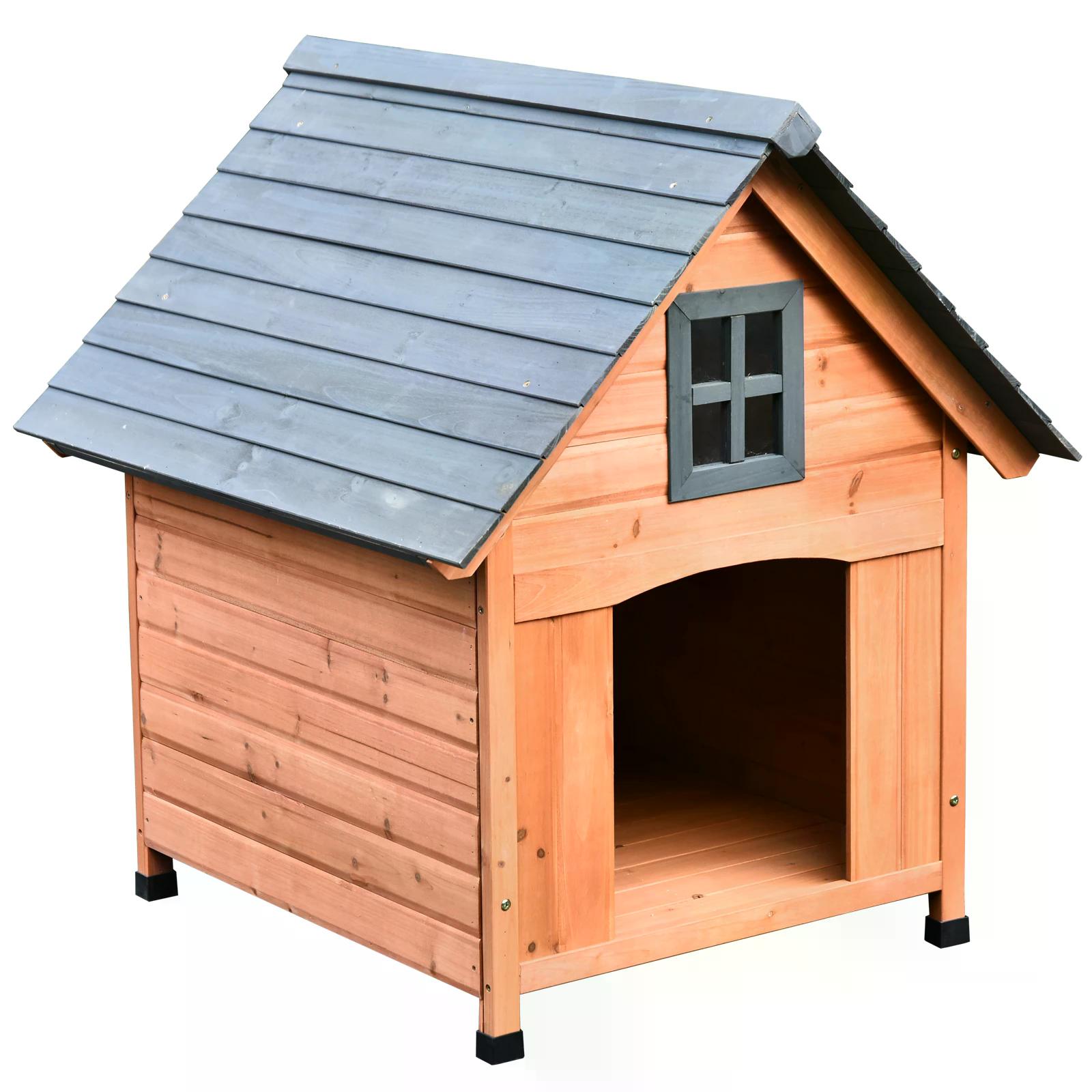 PawHut Wood Small Dog House Cabin Kennel Style Elevated Pet Shelter Aosom Ireland