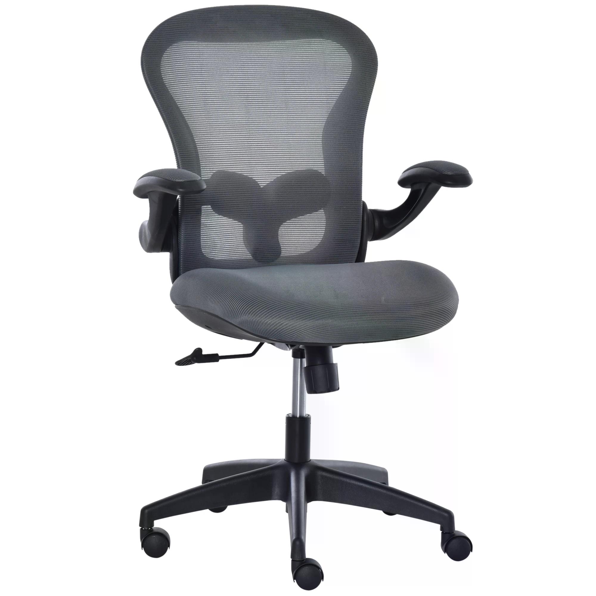 Vinsetto Ergonomic Mesh Office Chair FlipUp Arm Grey Aosom Ireland