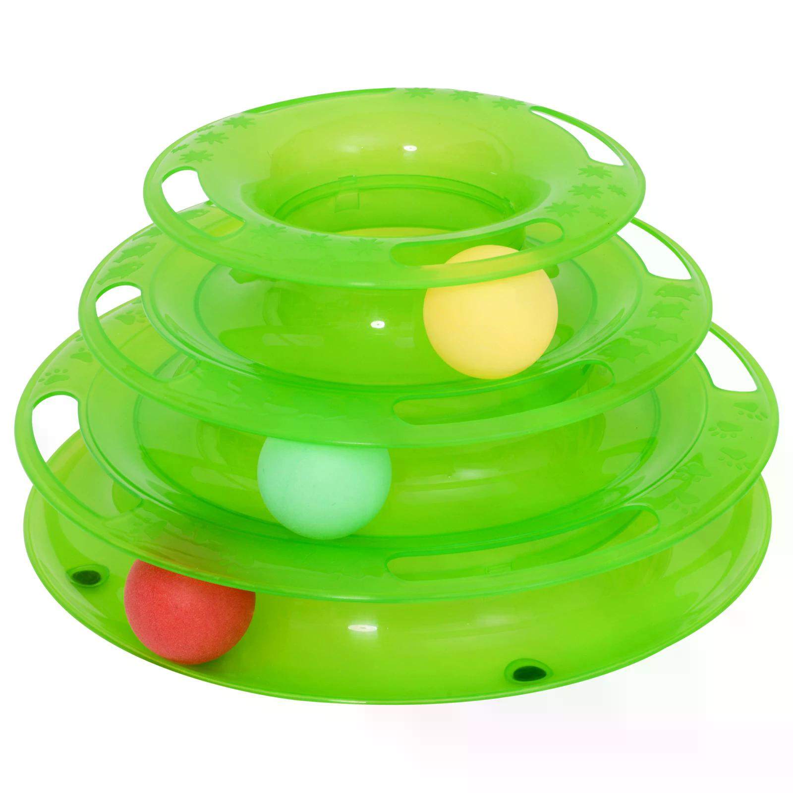 PawHut PET 3-level Tower Tracks for Cats Interactive Toy Kitty Disc ...