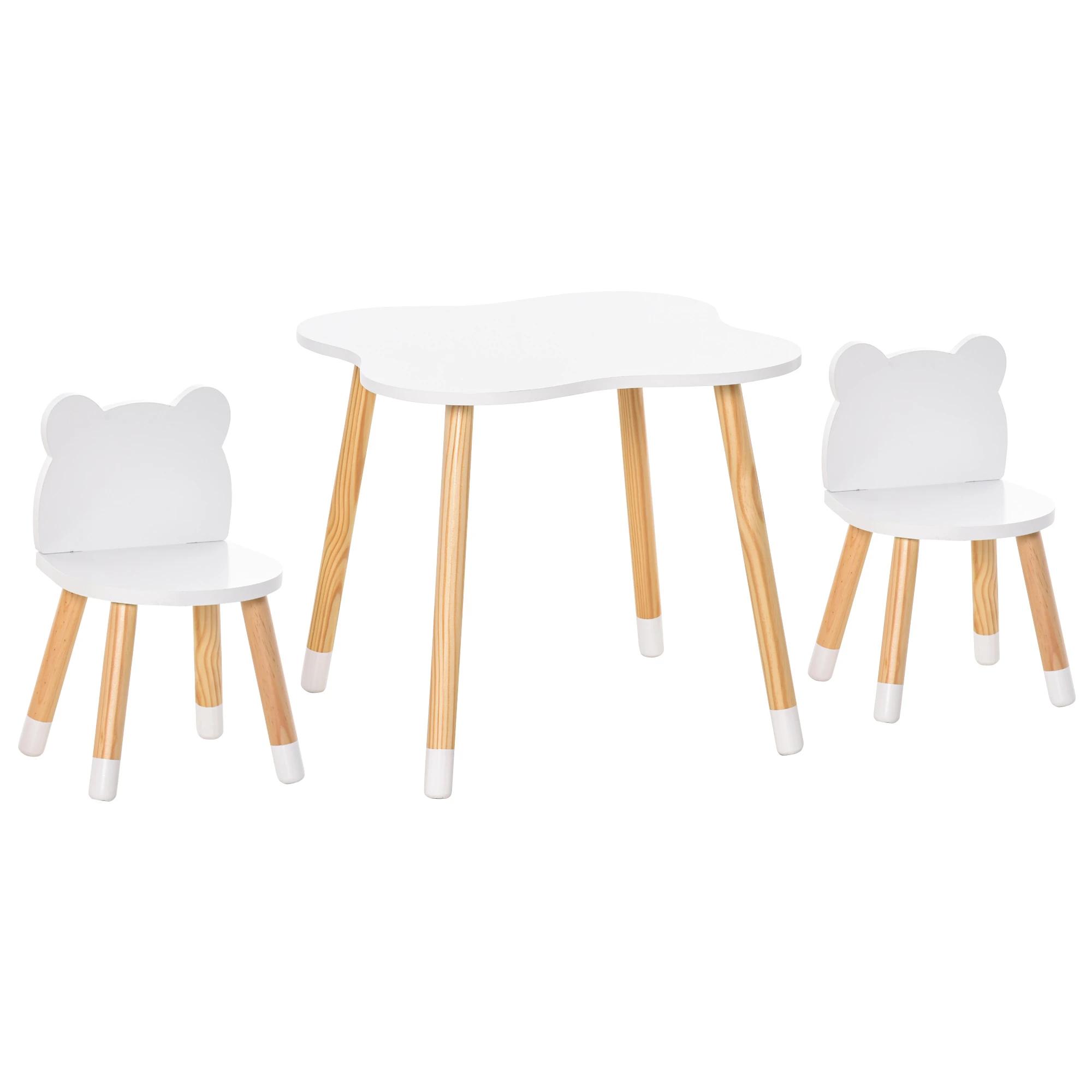 HOMCOM Conjunto Infantil de Mesa e 2 Cadeiras de Madeira Móveis Infantil para Sala de Jogos Dormitório de Crianças   Aosom Portugal