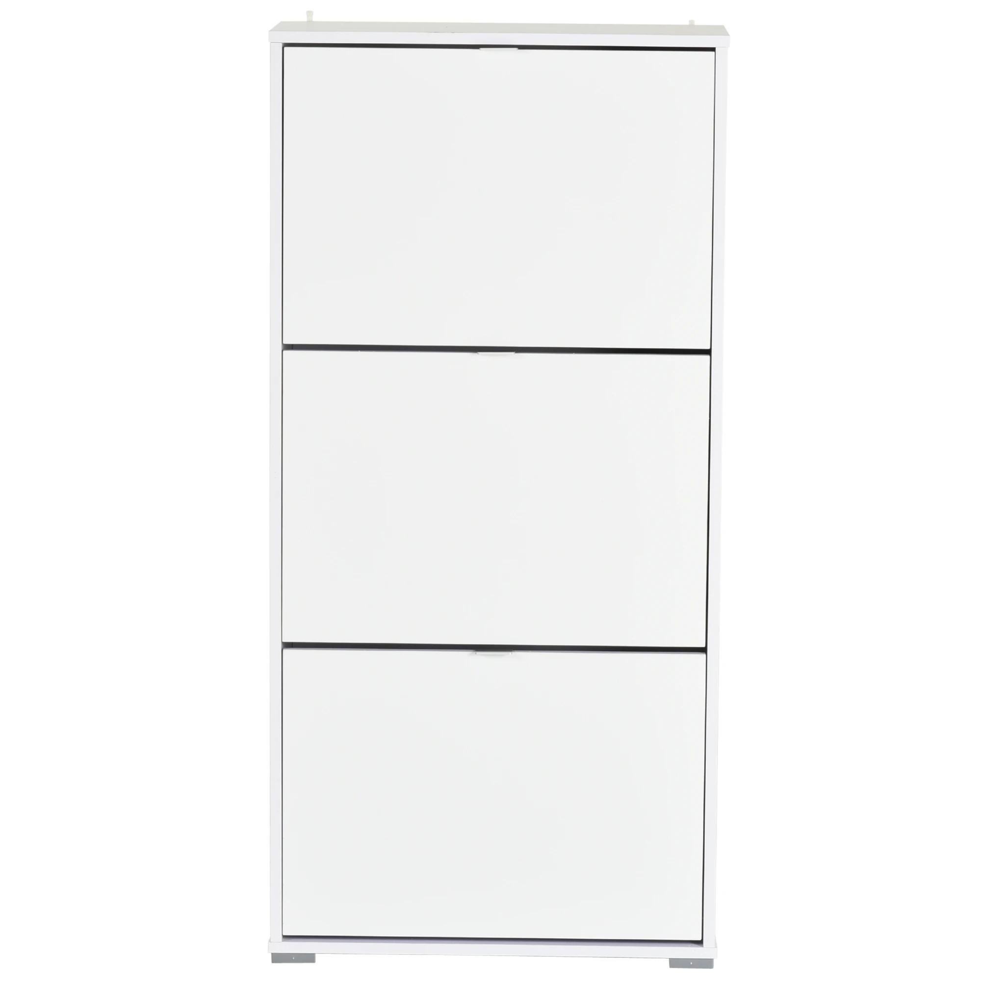 HOMCOM Armário Sapateira 6 Prateleiras Armazenamento Exibição Capacidade 18 Pares 60x26x124 cm Branco Moderno Funcional Aosom Portugal