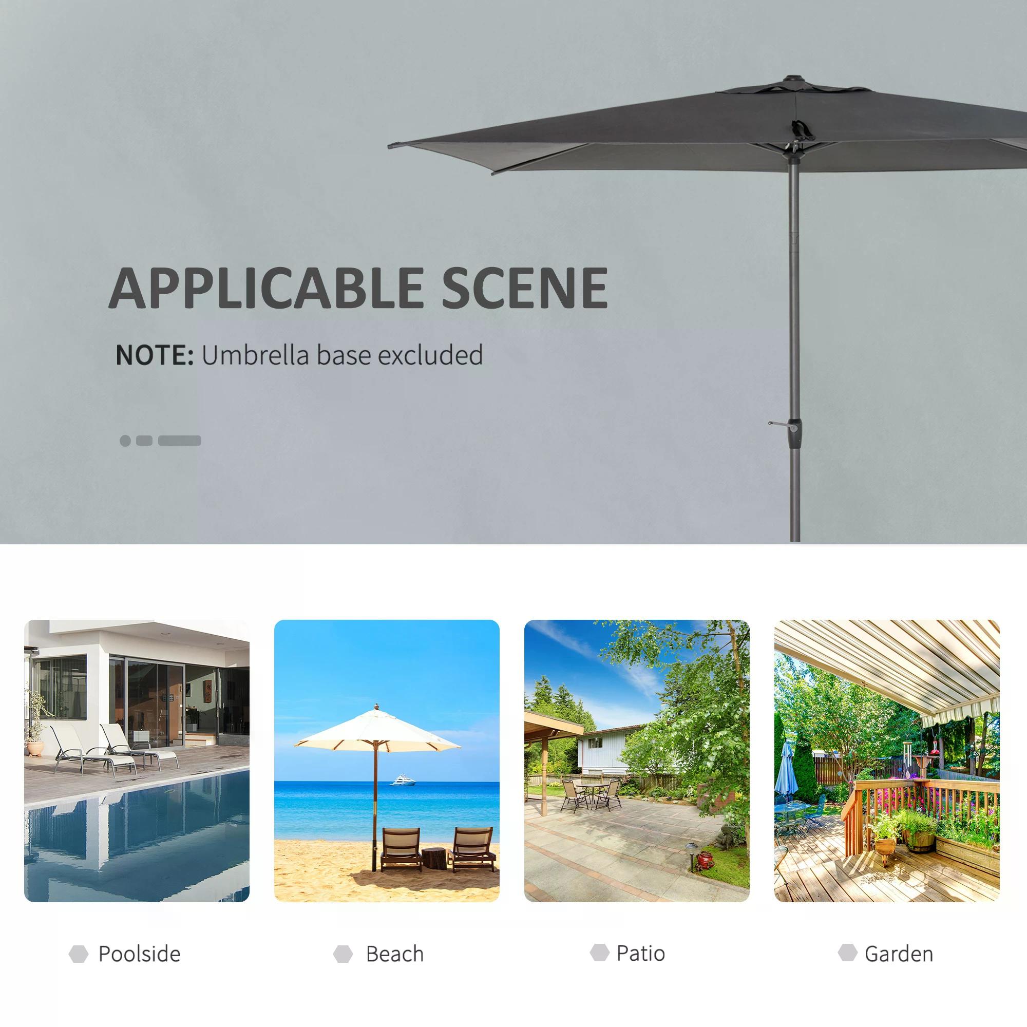 Outsunny 3 x 2m Garden Parasol Patio Sun Umbrella Canopy Rectangular Sun Shade Aluminium Crank Tilt Mechanism, Dark Grey
