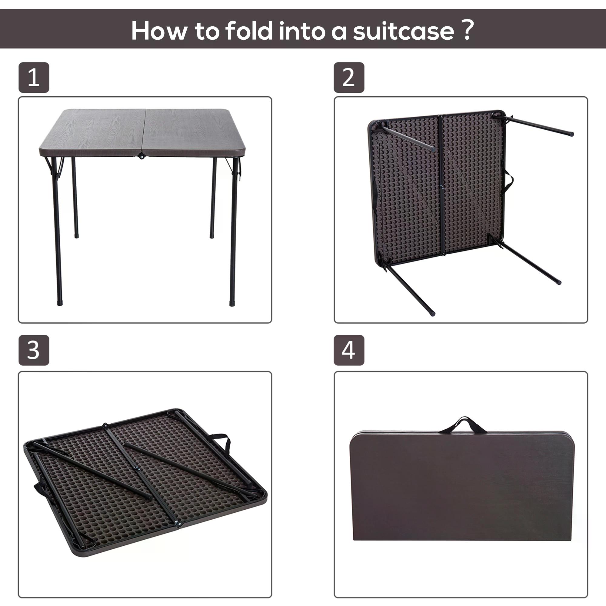 Outsunny Folding Camping Table for Outdoor Events Garden Camping BBQ Party, 86Lx86Wx71.5H cm-Black/Brown