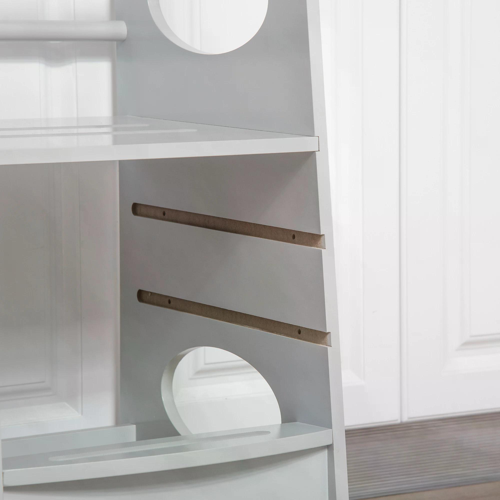 HOMCOM Toddler Step Stool Kids Adjustable Standing Tower with Safety Rail for Kitchen Counter Grey