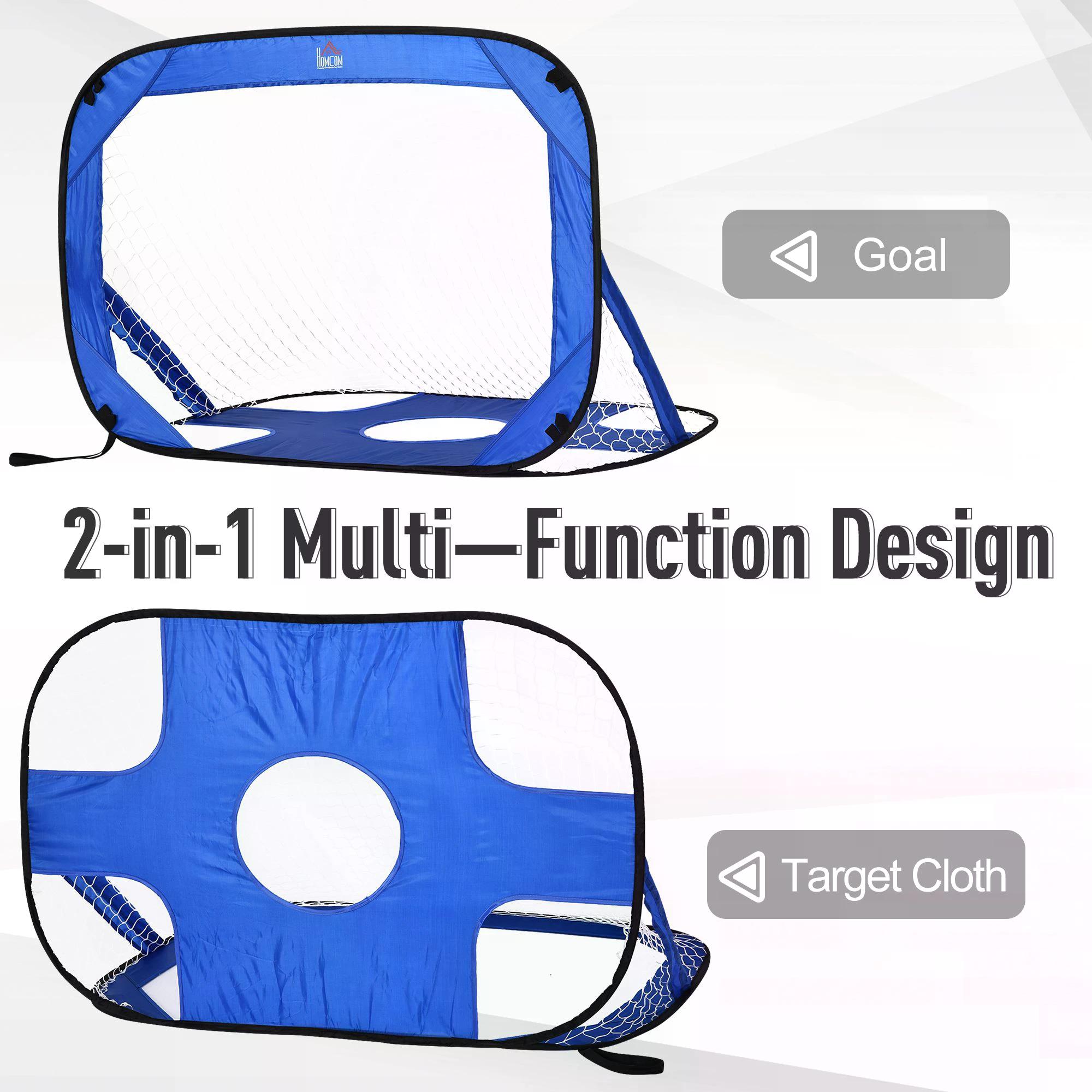 HOMCOM 2-in-1 Pop Up Football Goal Nets for Kids, Garden Outdoor Sports and Practice Target