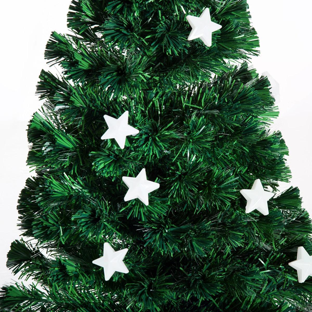 HOMCOM 5ft 150cm Green Fibre Optic Artificial Christmas Tree W/ Stars
