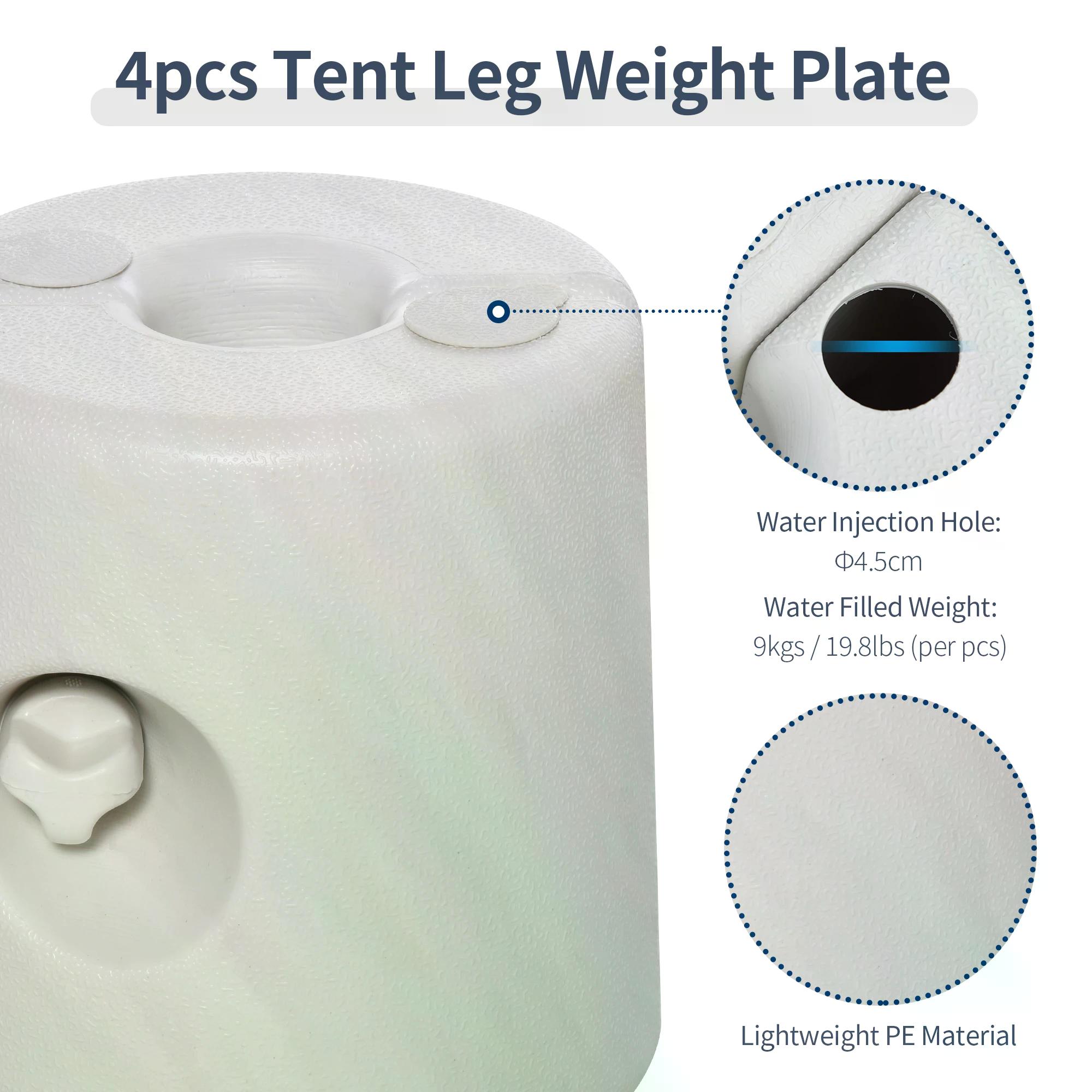Outsunny Tent Weight Base, 4pcs Plastic Anchor Weights-White