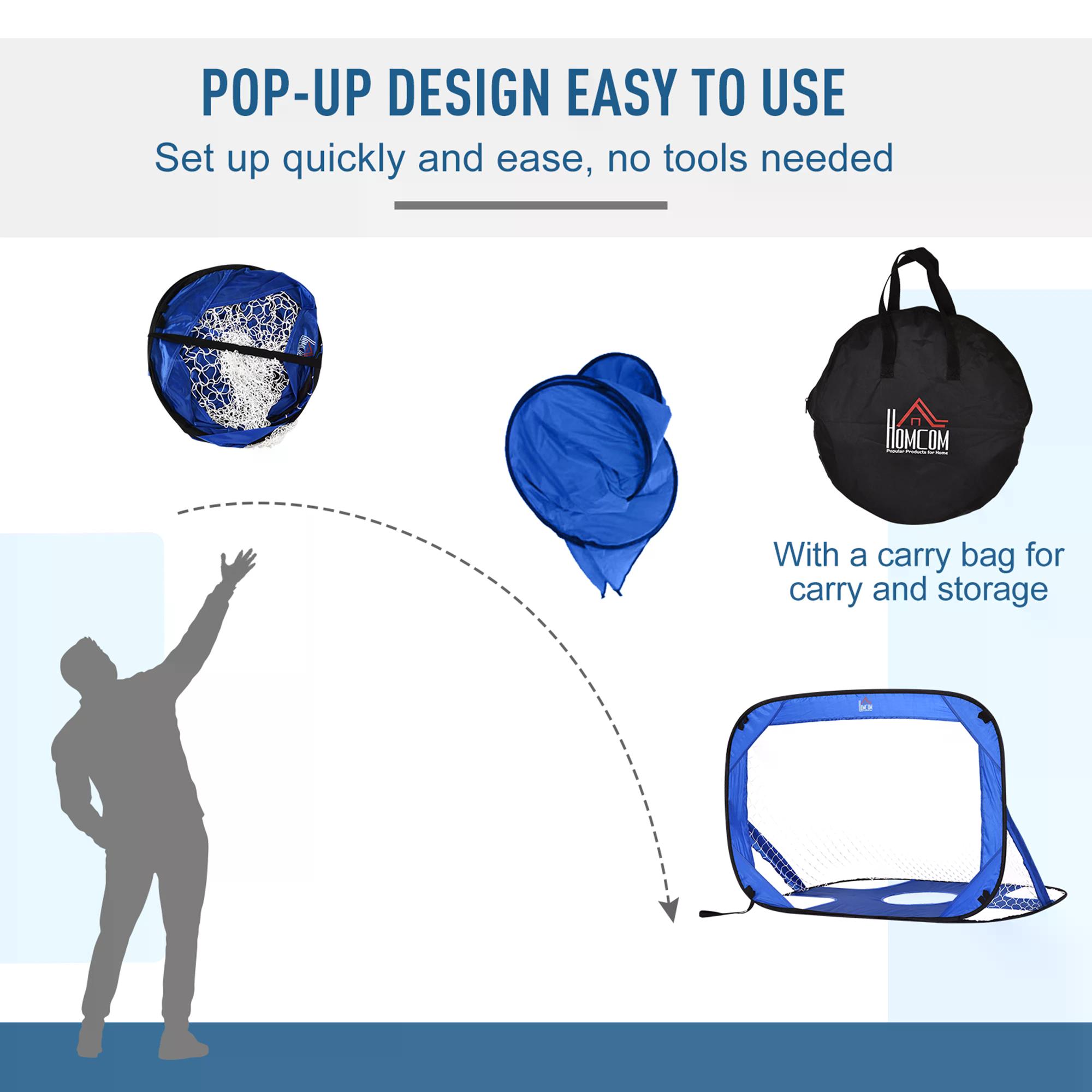 HOMCOM 2-in-1 Pop Up Football Goal Nets for Kids, Garden Outdoor Sports and Practice Target