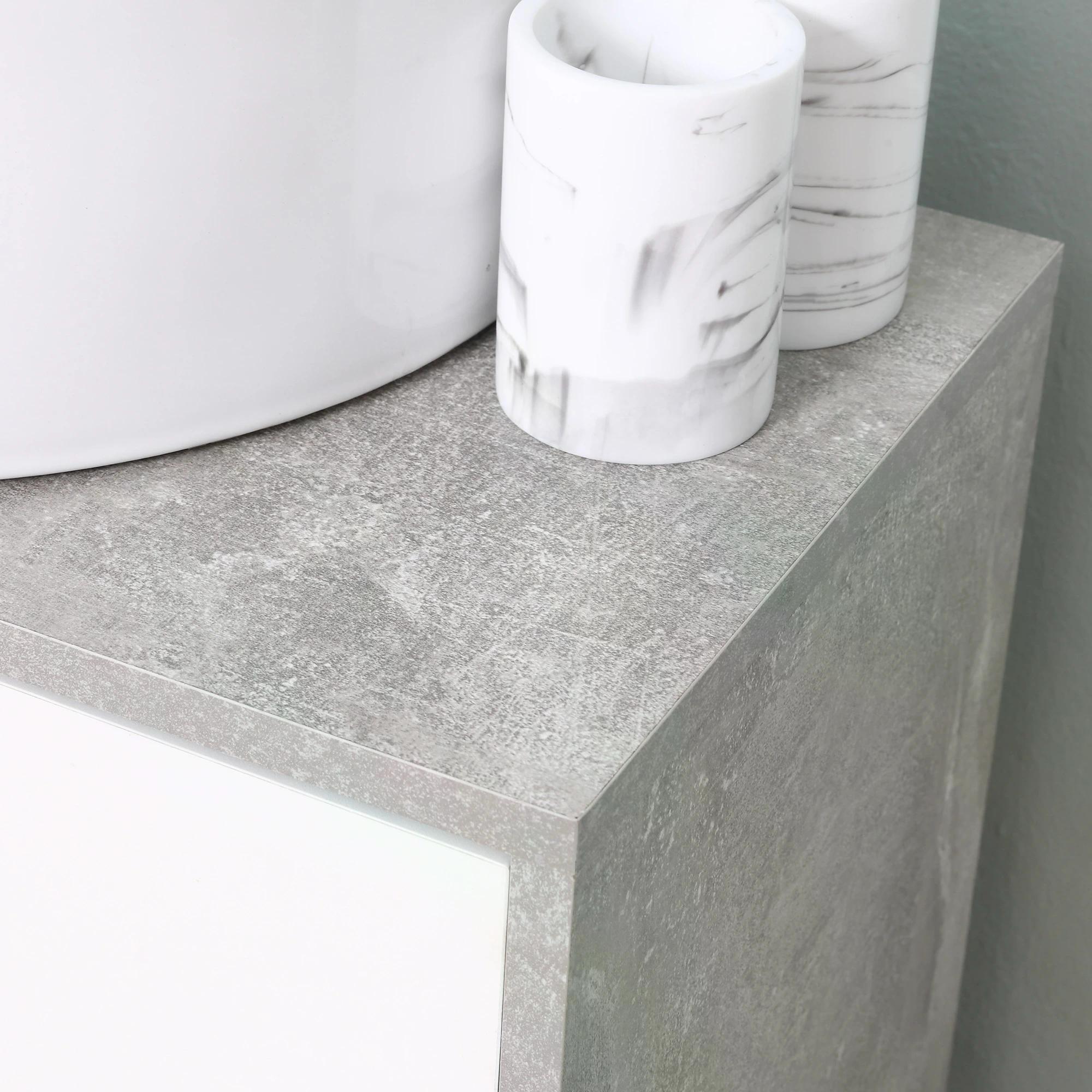 Kleankin Pedestal Under Sink Cabinet, Bathroom Vanity Storage Unit with Adjustable Shelves, White and Grey