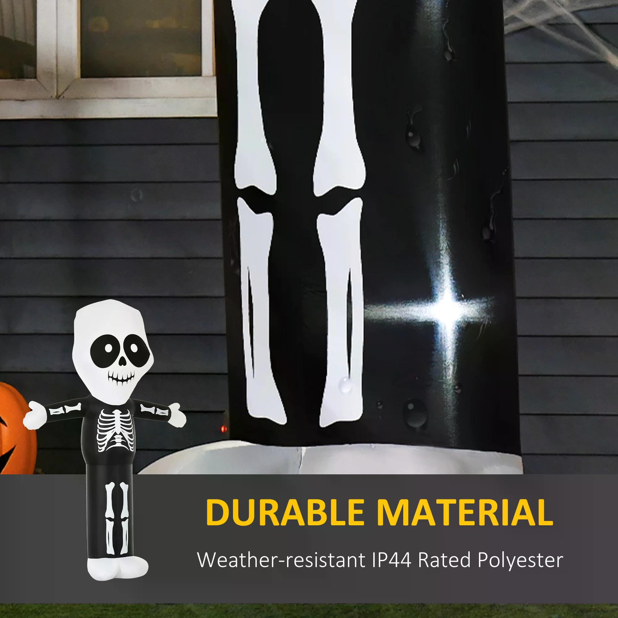 HOMCOM Next Day Delivery 3m Halloween Inflatable Skeleton Ghost Decoration, LED Lighted for Home Indoor Outdoor