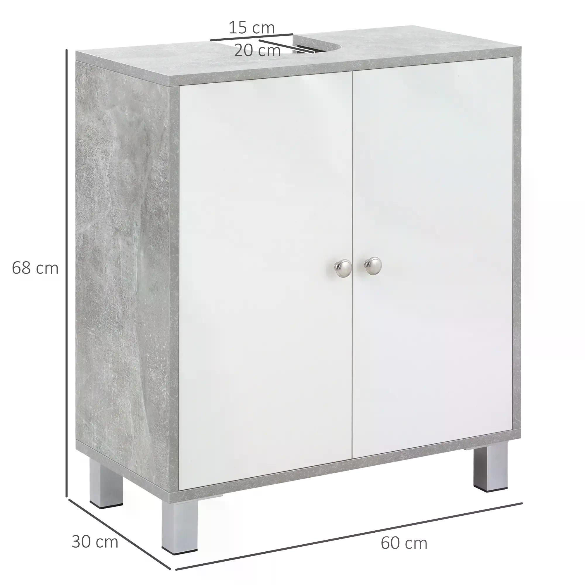Kleankin Pedestal Under Sink Cabinet, Bathroom Vanity Storage Unit with Adjustable Shelves, White and Grey